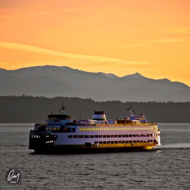 Ferry at Sunset in Edmonds, WA